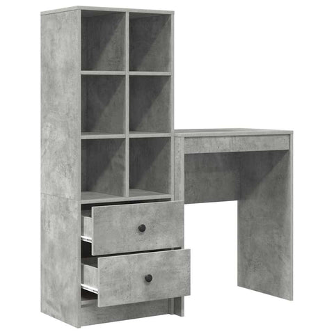 vidaXL Desk with Storage 2 pcs Concrete Grey 45.5 x 34 x 127 cm
