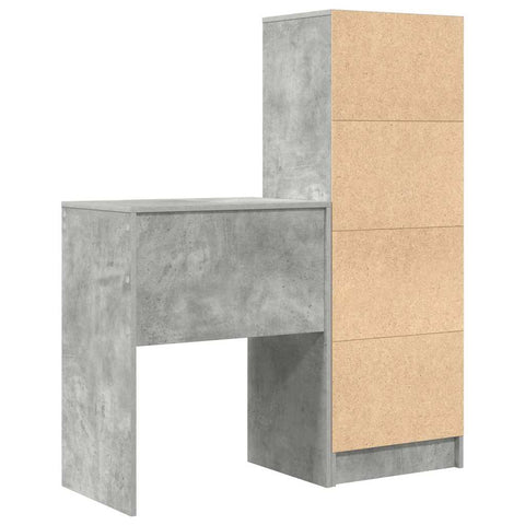 vidaXL Desk with Storage 2 pcs Concrete Grey 45.5 x 34 x 127 cm