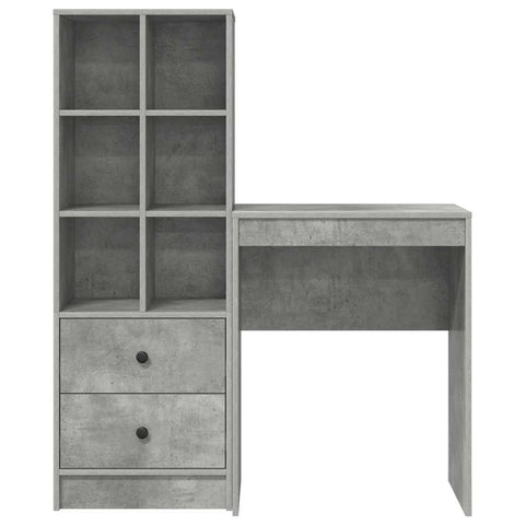 vidaXL Desk with Storage 2 pcs Concrete Grey 45.5 x 34 x 127 cm