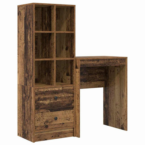 vidaXL Desk with Storage with Drawer 2 pcs Old Wood 45.5 x 34 x 127 cm