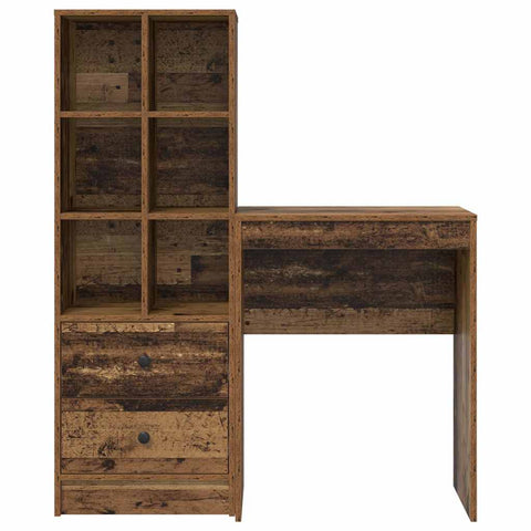 vidaXL Desk with Storage with Drawer 2 pcs Old Wood 45.5 x 34 x 127 cm
