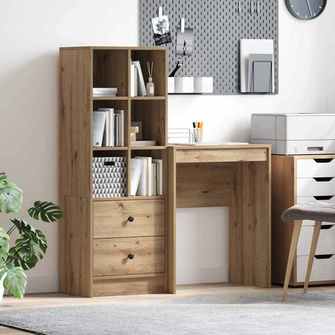 vidaXL Desk with Storage 2 pcs Artisan oak 45.5 x 34 x 127 cm