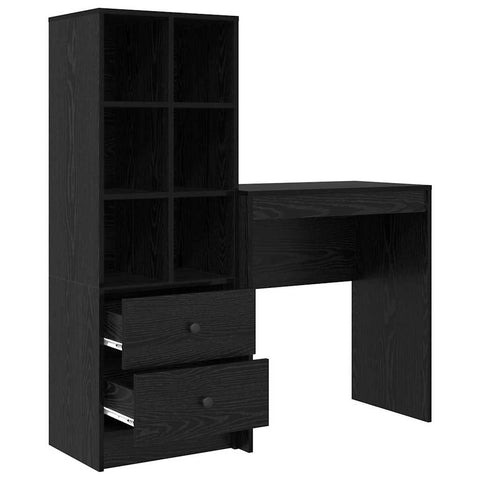 vidaXL Desk with Storage with Drawer 2 pcs Black oak 70 x 40 x 76 cm