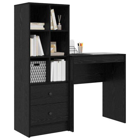 vidaXL Desk with Storage with Drawer 2 pcs Black oak 70 x 40 x 76 cm