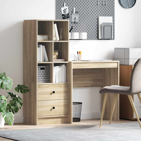 vidaXL Desk with Storage with Drawer 2 pcs Sonoma Oak 70 x 40 x 76 cm