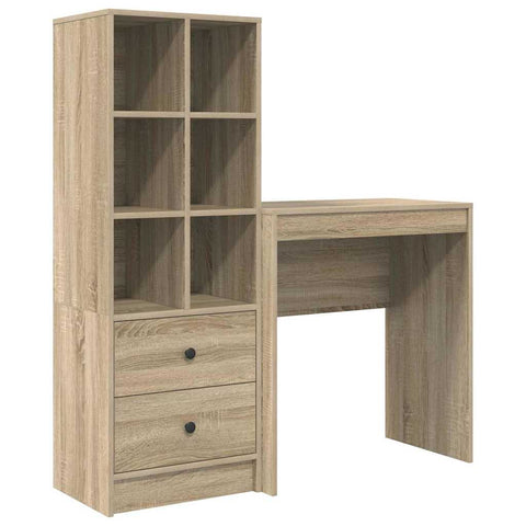vidaXL Desk with Storage with Drawer 2 pcs Sonoma Oak 70 x 40 x 76 cm
