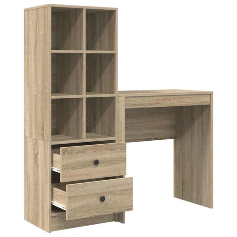 vidaXL Desk with Storage with Drawer 2 pcs Sonoma Oak 70 x 40 x 76 cm