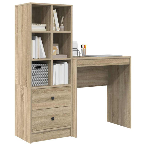 vidaXL Desk with Storage with Drawer 2 pcs Sonoma Oak 70 x 40 x 76 cm