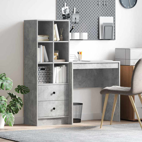 vidaXL Desk with Storage 2 pcs Concrete Grey 70 x 40 x 76 cm