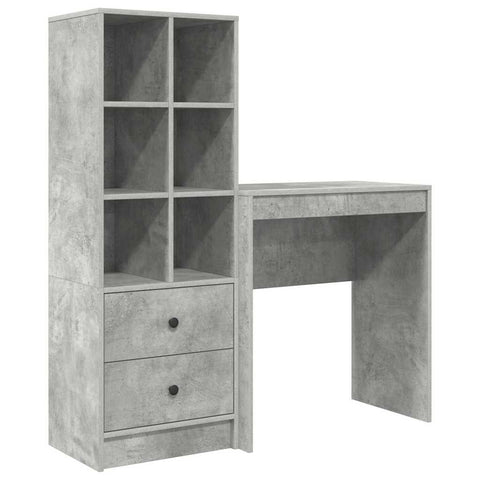 vidaXL Desk with Storage 2 pcs Concrete Grey 70 x 40 x 76 cm