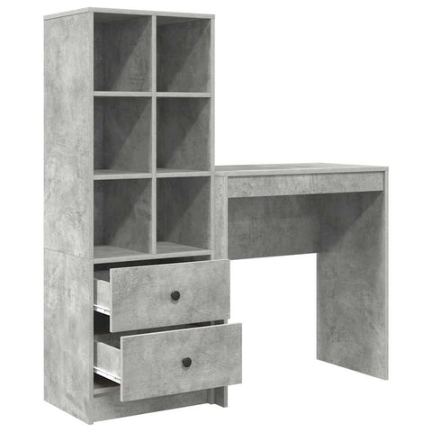 vidaXL Desk with Storage 2 pcs Concrete Grey 70 x 40 x 76 cm