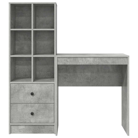 vidaXL Desk with Storage 2 pcs Concrete Grey 70 x 40 x 76 cm