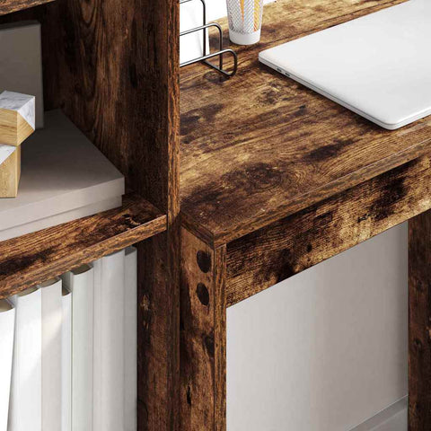 vidaXL Desk with Storage with Drawer 2 pcs Smoked Oak 70 x 40 x 76 cm