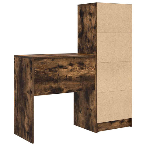 vidaXL Desk with Storage with Drawer 2 pcs Smoked Oak 70 x 40 x 76 cm