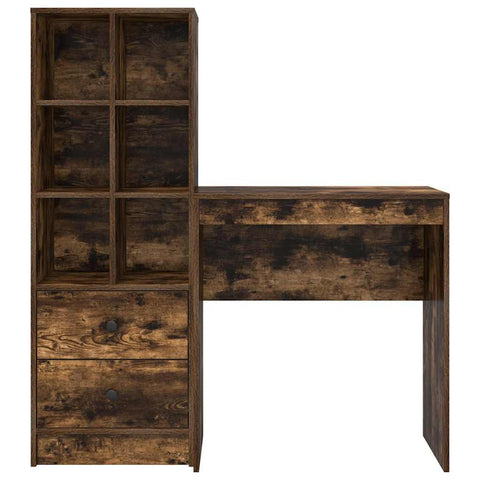 vidaXL Desk with Storage with Drawer 2 pcs Smoked Oak 70 x 40 x 76 cm