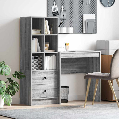 vidaXL Desk with Storage with Drawer 2 pcs Grey sonoma 70 x 40 x 76 cm