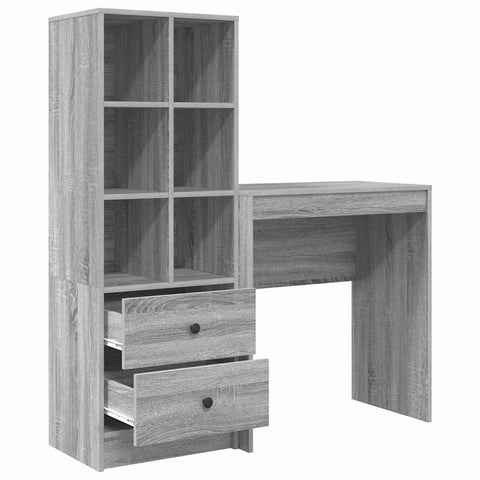 vidaXL Desk with Storage with Drawer 2 pcs Grey sonoma 70 x 40 x 76 cm