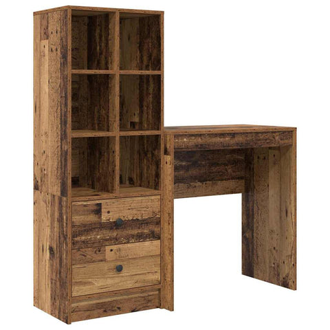 vidaXL Desk with Storage with Drawer 2 pcs Old Wood 70 x 40 x 76 cm