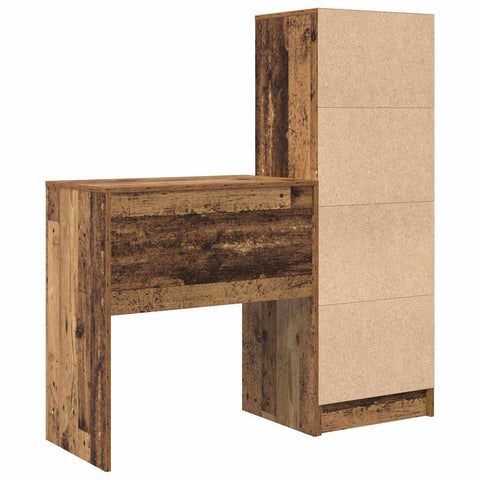 vidaXL Desk with Storage with Drawer 2 pcs Old Wood 70 x 40 x 76 cm