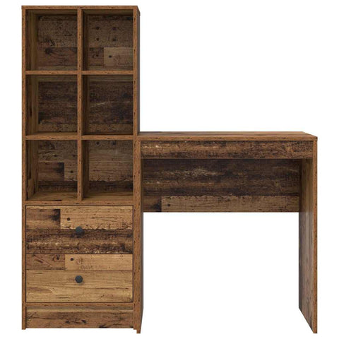 vidaXL Desk with Storage with Drawer 2 pcs Old Wood 70 x 40 x 76 cm