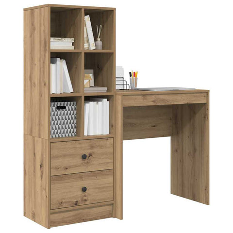 vidaXL Desk with Storage with Drawer 2 pcs Artisan oak 70 x 40 x 76 cm