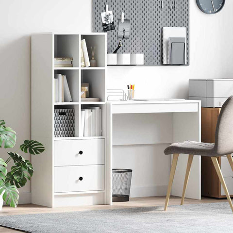 vidaXL Desk with Storage 2 pcs White 80 x 40 x 76 cm Engineered wood