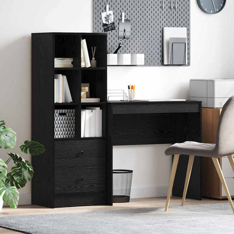 vidaXL Desk with Storage with Drawer 2 pcs Black oak 80 x 40 x 76 cm