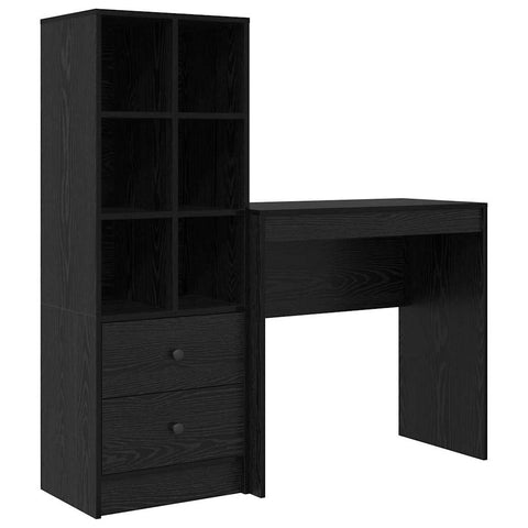 vidaXL Desk with Storage with Drawer 2 pcs Black oak 80 x 40 x 76 cm
