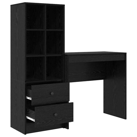 vidaXL Desk with Storage with Drawer 2 pcs Black oak 80 x 40 x 76 cm
