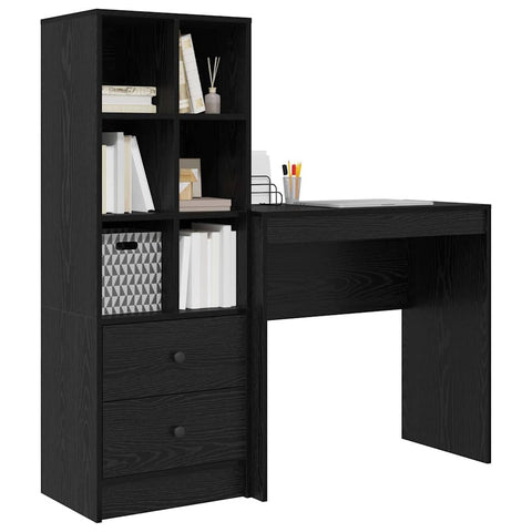 vidaXL Desk with Storage with Drawer 2 pcs Black oak 80 x 40 x 76 cm
