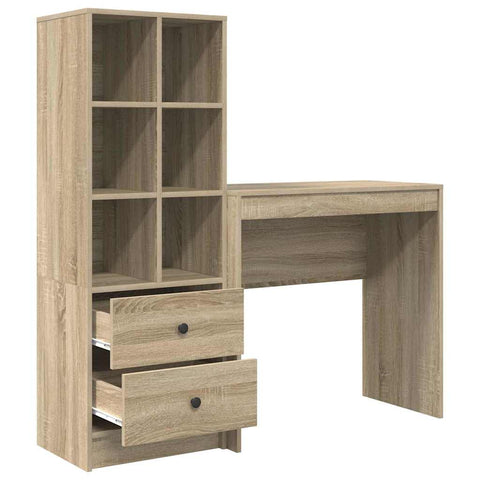 vidaXL Desk with Storage with Drawer 2 pcs Sonoma Oak 80 x 40 x 76 cm