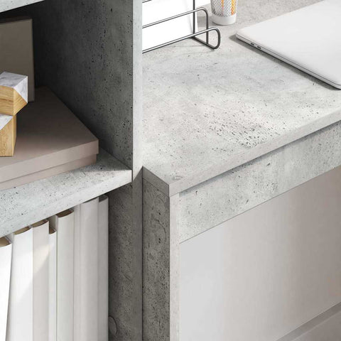 vidaXL Desk with Storage 2 pcs Concrete Grey 80 x 40 x 76 cm