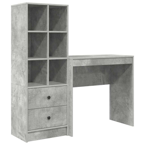 vidaXL Desk with Storage 2 pcs Concrete Grey 80 x 40 x 76 cm