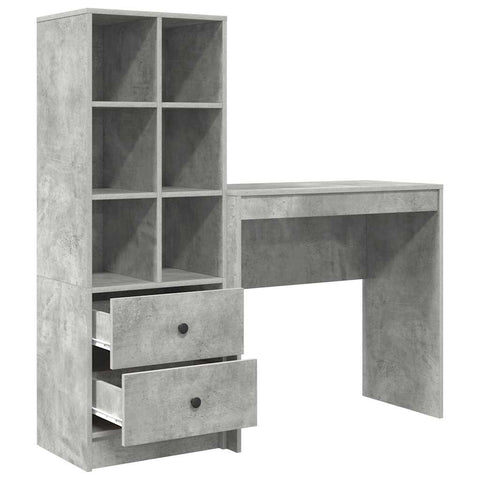 vidaXL Desk with Storage 2 pcs Concrete Grey 80 x 40 x 76 cm