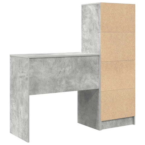 vidaXL Desk with Storage 2 pcs Concrete Grey 80 x 40 x 76 cm
