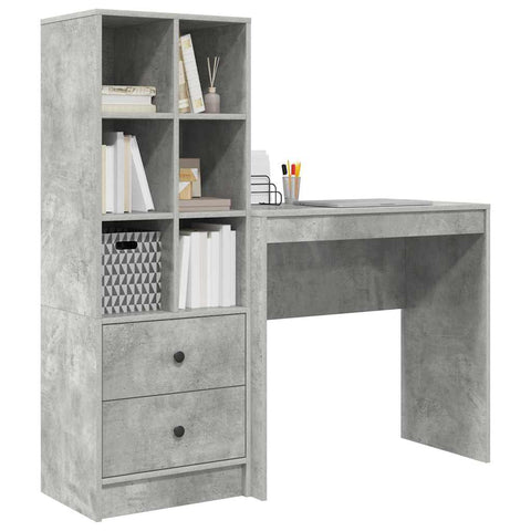 vidaXL Desk with Storage 2 pcs Concrete Grey 80 x 40 x 76 cm