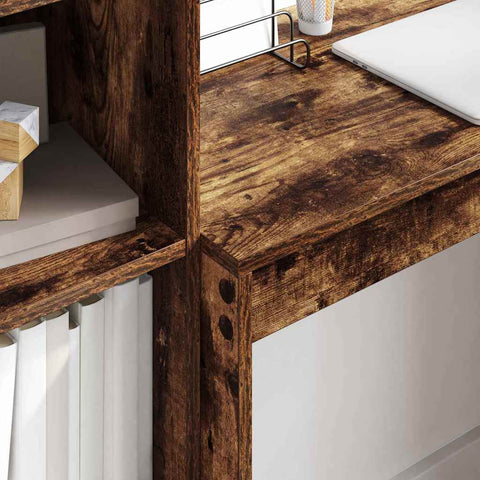 vidaXL Desk with Storage with Drawer 2 pcs Smoked Oak 80 x 40 x 76 cm