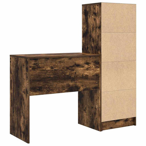 vidaXL Desk with Storage with Drawer 2 pcs Smoked Oak 80 x 40 x 76 cm