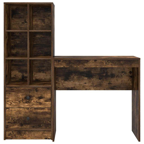 vidaXL Desk with Storage with Drawer 2 pcs Smoked Oak 80 x 40 x 76 cm