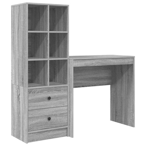 vidaXL Desk with Storage with Drawer 2 pcs Grey sonoma 80 x 40 x 76 cm