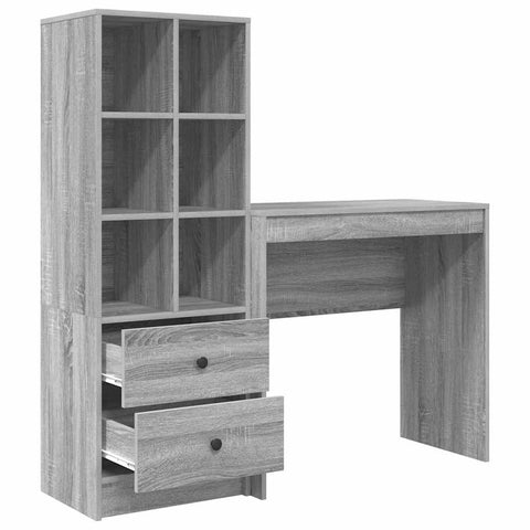 vidaXL Desk with Storage with Drawer 2 pcs Grey sonoma 80 x 40 x 76 cm