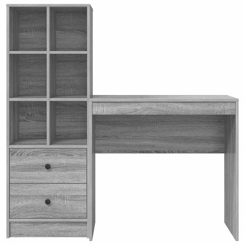 vidaXL Desk with Storage with Drawer 2 pcs Grey sonoma 80 x 40 x 76 cm
