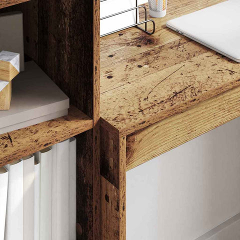 vidaXL Desk with Storage with Drawer 2 pcs Old Wood 80 x 40 x 76 cm