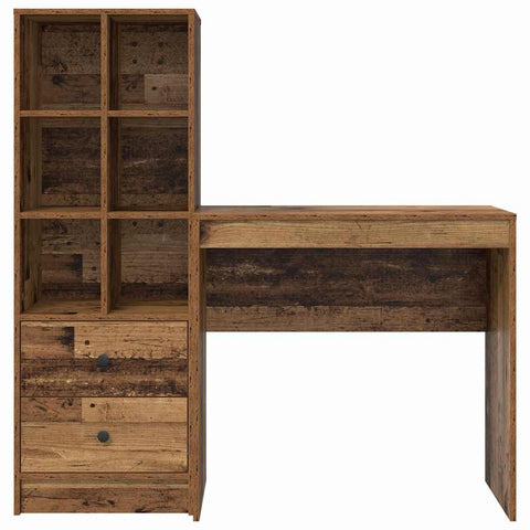vidaXL Desk with Storage with Drawer 2 pcs Old Wood 80 x 40 x 76 cm