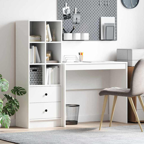 vidaXL Desk with Storage 2 pcs White 90 x 40 x 76 cm Engineered wood