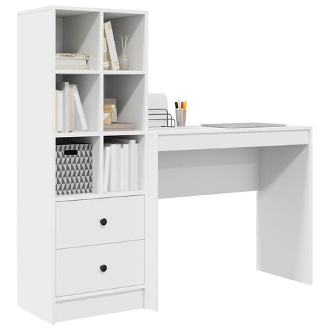 vidaXL Desk with Storage 2 pcs White 90 x 40 x 76 cm Engineered wood