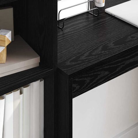 vidaXL Desk with Storage with Drawer 2 pcs Black oak 90 x 40 x 76 cm