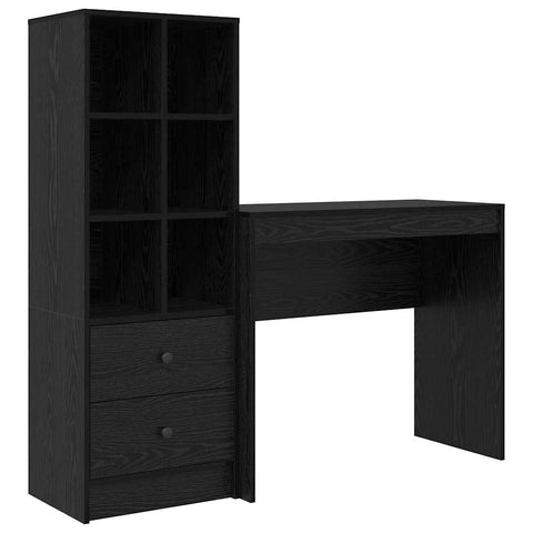 vidaXL Desk with Storage with Drawer 2 pcs Black oak 90 x 40 x 76 cm