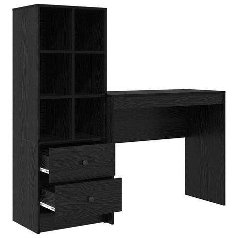 vidaXL Desk with Storage with Drawer 2 pcs Black oak 90 x 40 x 76 cm