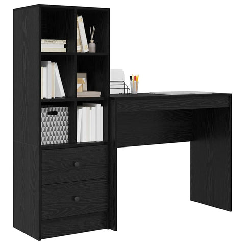 vidaXL Desk with Storage with Drawer 2 pcs Black oak 90 x 40 x 76 cm